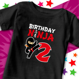 Camiseta Para Bebê Festa de Karate Ninja de 2 Anos Crianças 2º Aniver