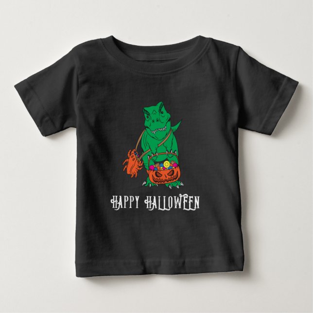 Camiseta Para Bebê Festa de outono do Dinossaur Halloween (Frente)