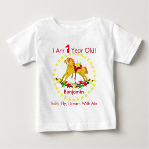 Camiseta Para Bebê Festa de primeiro aniversario de Cavalo Fogueiro