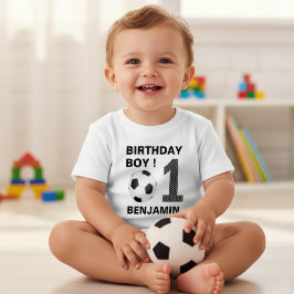 Camiseta Para Bebê Festa de primeiro aniversario de futebol