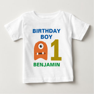 Camiseta Para Bebê Festa de primeiro aniversario de Monstro Bonito