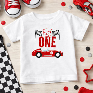 Camiseta Para Bebê Festa de primeiro aniversario Rápido de Um Carro