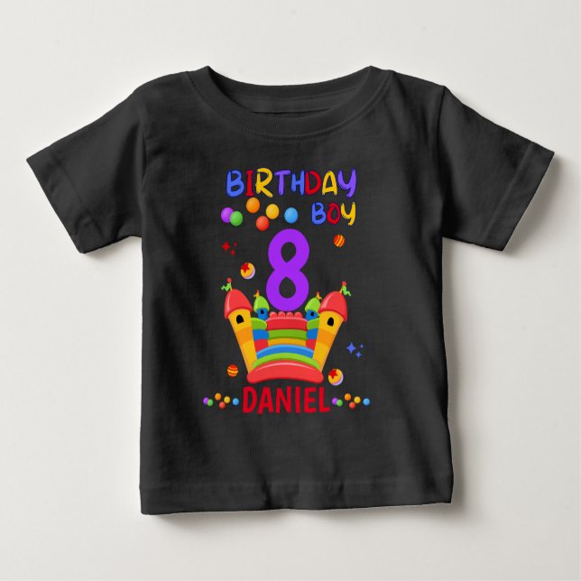 Camiseta Para Bebê Festa de Trampoline do Garoto de Aniversário de Sa (Frente)