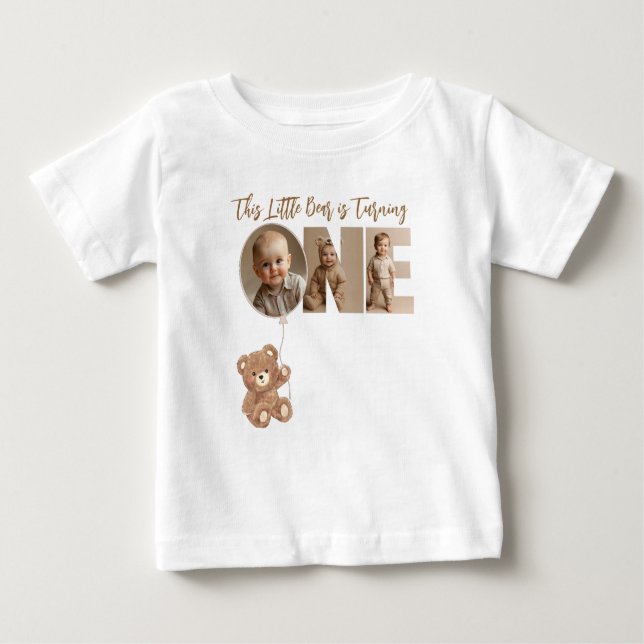 Camiseta Para Bebê Festa de um ano do ursinho (Frente)