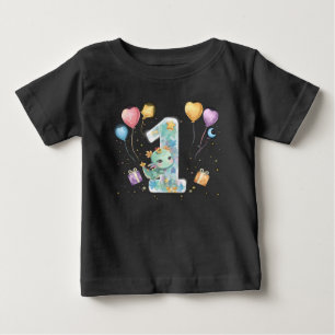 Camiseta Para Bebê Festa Mágica do Dragão – Bebê Menino Faz Um Ano
