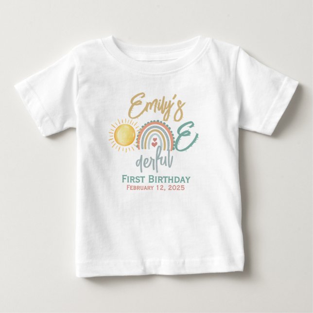 Camiseta Para Bebê Festa Maravilhosa de 1 Aninho da Menina (Frente)