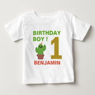 Camiseta Para Bebê Festa Mexicana Kawaii Cactus Aniversário de 1 ano