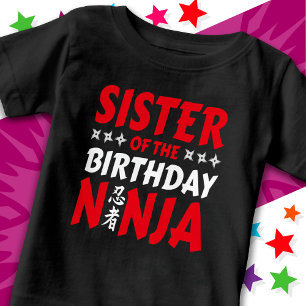 Camiseta Para Bebê Festa Ninja Infantil Irmã de Aniversário Ninja Kar
