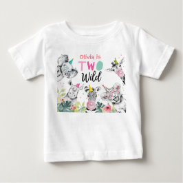 Camiseta Para Bebê Festas de Animais Garota de Aniversário Dois segun