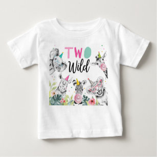 Camiseta Para Bebê Festas de Animais Garota de Aniversário Dois segun