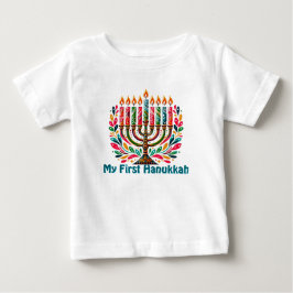 Camiseta Para Bebê Festival de Luzes de Hanuka