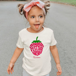 Camiseta Para Bebê Festival de Morango Para Sempre Fofo Personalizáve
