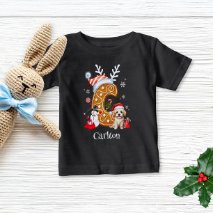 Camiseta Para Bebê Festivo Natal Puppy Gingerpão - Letra C Boy