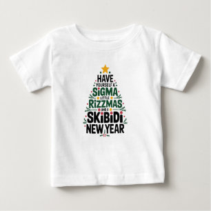 Camiseta Para Bebê "Festivo Sigma Rizzmas Tree Design"