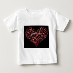 Camiseta Para Bebê Fevereiro Heart