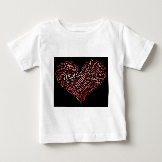 Camiseta Para Bebê Fevereiro Heart (Frente)