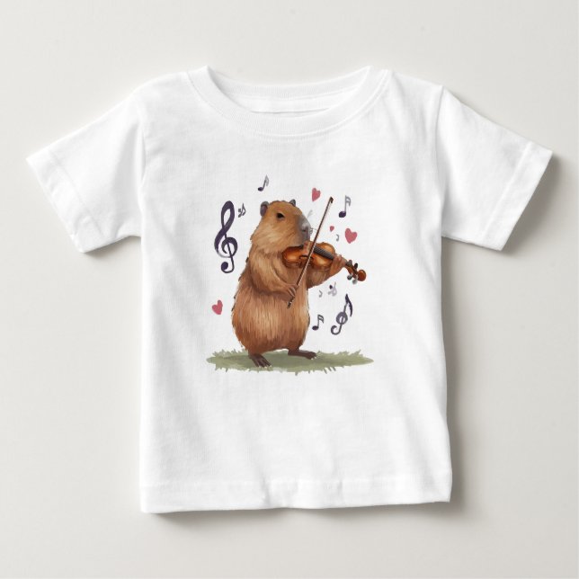 Camiseta Para Bebê fiddler capybara (Frente)