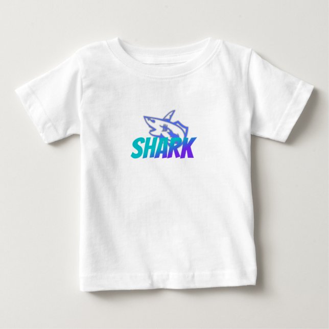 Camiseta Para Bebê Fierce Gradient Shark Logo | Bold Ocean Vibes (Frente)