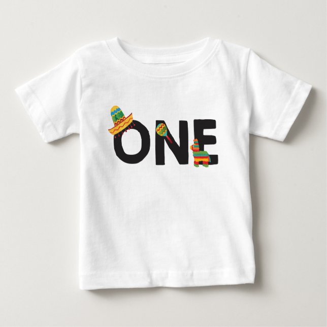 Camiseta Para Bebê Fiesta First Birday Shirt (Frente)