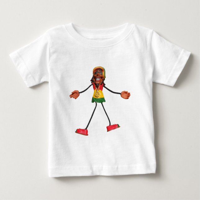 Camiseta Para Bebê Figura da vara de Rasta com sinal de paz Dourado (Frente)