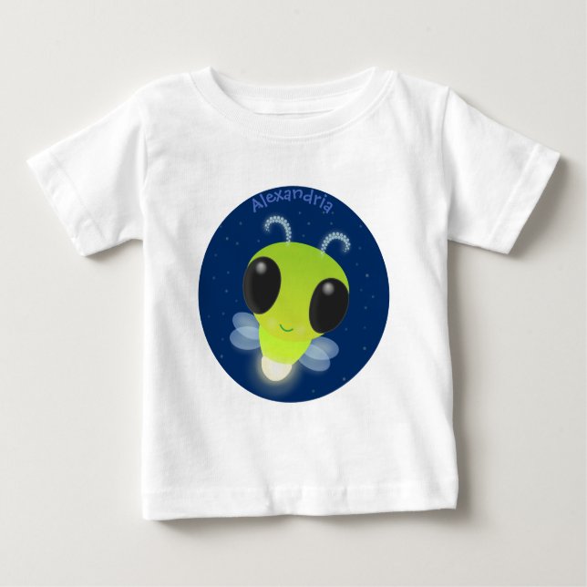 Camiseta Para Bebê Figura de desenho animado com inseto brilhante ver (Frente)