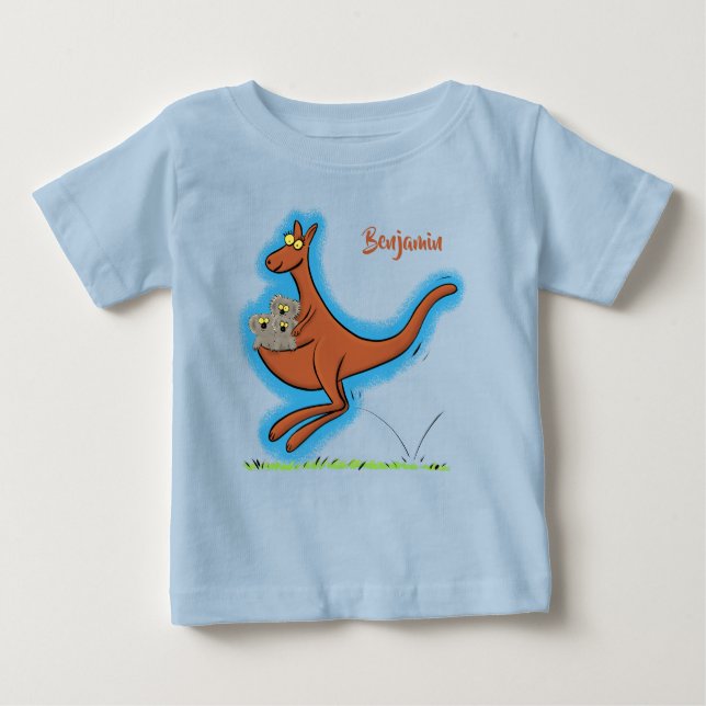 Camiseta Para Bebê Figura de desenho animado de canguru e koalas (Frente)