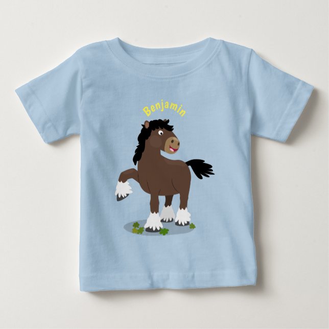 Camiseta Para Bebê Figura de desenho animado de corte Clydesdale (Frente)