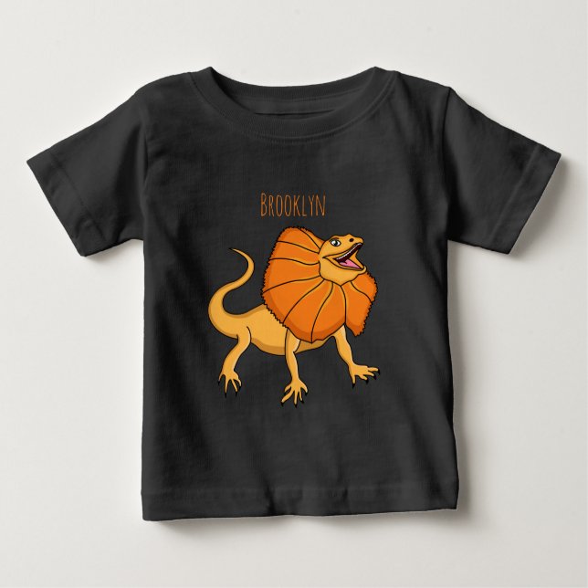 Camiseta Para Bebê Figura de desenho animado de lagarto-de-pescoço-fr (Frente)