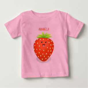 Camiseta Para Bebê Figura de desenho animado de morango kawaii
