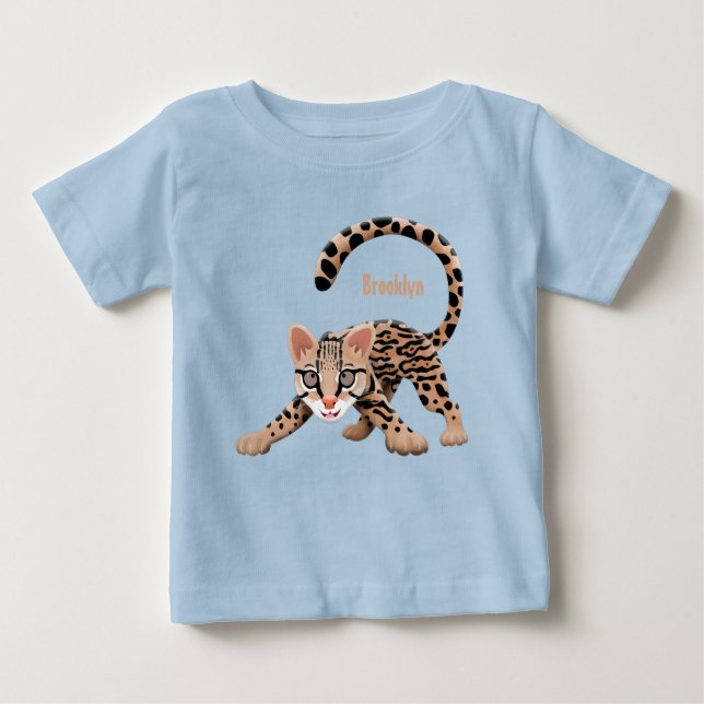 Camiseta Para Bebê Figura de desenho animado de ocelot bonito (Frente)