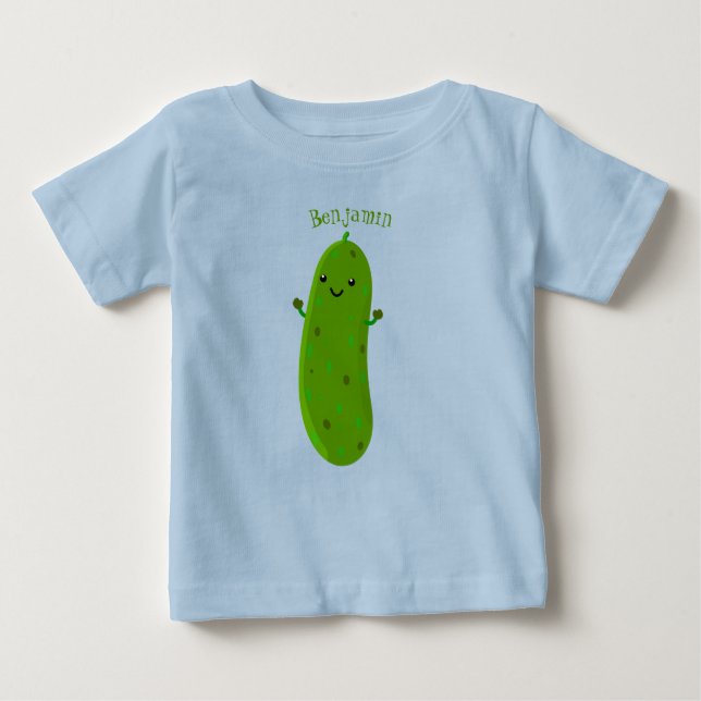 Camiseta Para Bebê Figura de desenho animado de picles feliz (Frente)