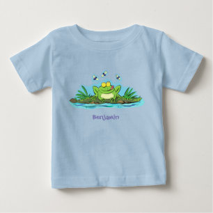 Camiseta Para Bebê Figura de desenho animado de sapo verde-esfomeado