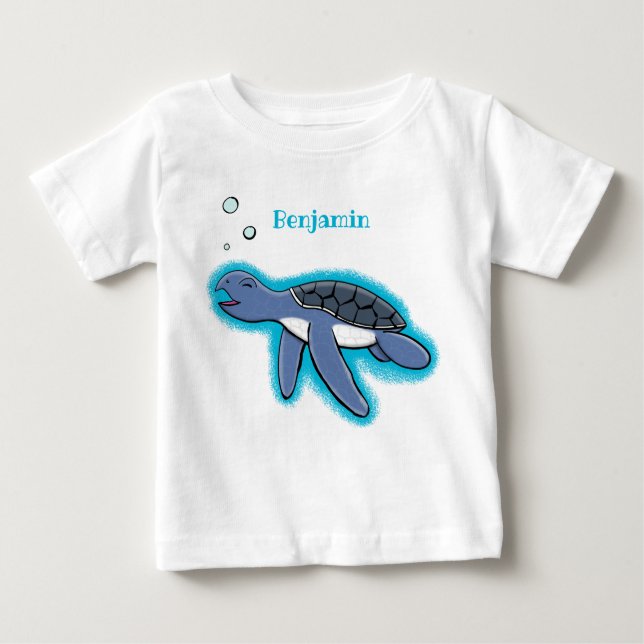 Camiseta Para Bebê Figura de desenho animado de tartaruga-do-mar (Frente)