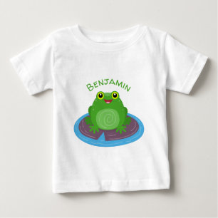 Camiseta Para Bebê Figura de desenho animado do sapo verde-bonito