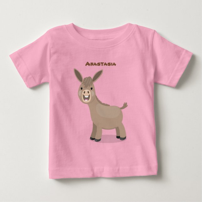 Camiseta Para Bebê Figura de desenho animado em miniatura feliz e bon (Frente)