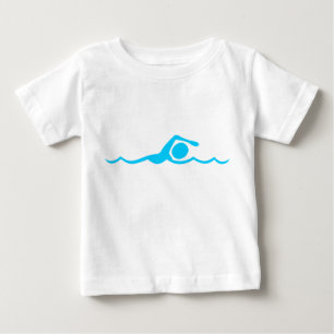 Camiseta Para Bebê Figura de Natação - Azul Céu