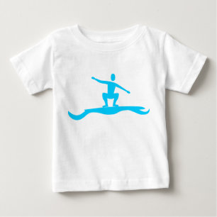 Camiseta Para Bebê Figura de Surfe - Azul Céu