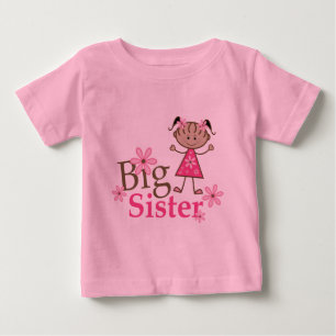 Camiseta Para Bebê Figura étnica menina da vara da irmã mais velha