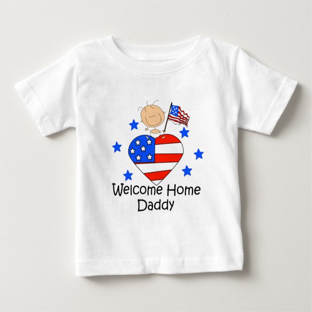 Camiseta Para Bebê Figura Home bem-vinda bebê da vara do pai (Frente)