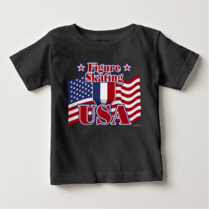 Camiseta Para Bebê Figura Skating USA