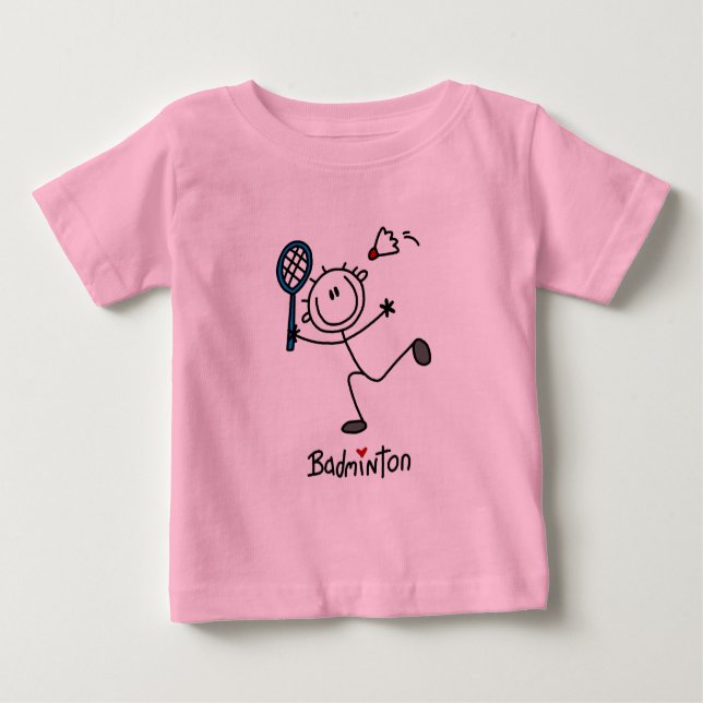 Camiseta Para Bebê Figura t-shirt e presentes da vara do Badminton (Frente)