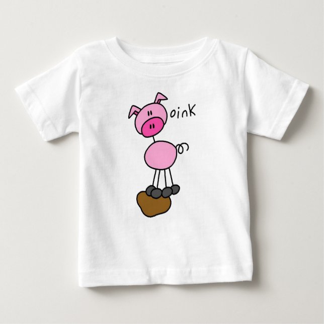 Camiseta Para Bebê Figura t-shirt e presentes da vara do porco (Frente)