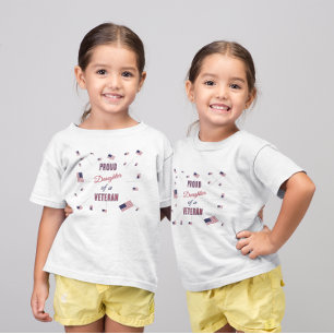 Camiseta Para Bebê Filha Orgulhosa de um Veterano Bandeira Patrióti