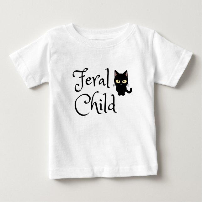 Camiseta Para Bebê Filha Selvagem com Design de Gato Preto (Frente)