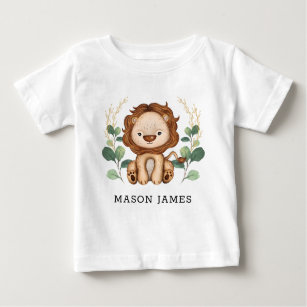 Camiseta Para Bebê Filho Doce Leão Selvagem Safari Menino Selvagem Se