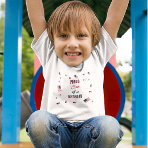 Camiseta Para Bebê Filho Orgulhoso de um Veterano Bandeira Patrióti