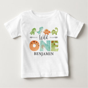 Camiseta Para Bebê FILHO Personalizado Um Dinossauro Primeiro Bab de 