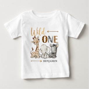 Camiseta Para Bebê FILHO Personalizado Um Safari Primeiro Aniversári