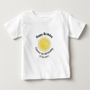 Camiseta Para Bebê Filhos bebês primeiro aniversario lêmon fatia adic