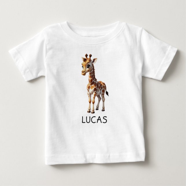 Camiseta Para Bebê Filhos Bons De Girafa Personalizam (Frente)